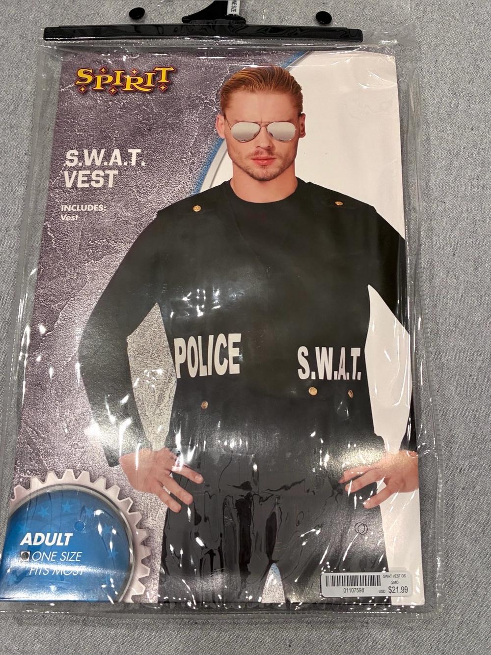 Spirit Black S.W.A.T. Police Costume Vest